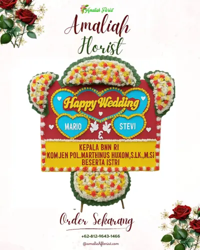 Karangan Papan Bunga Pernikahan di Amandanom